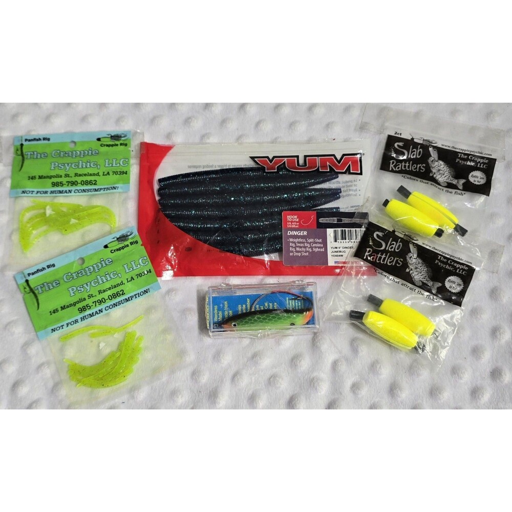 Lot Of Fishing Lures Crappie Rigs Dinger Rattler Flavored Fish Bait Psychic Loud